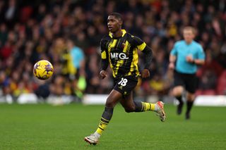 Yaser Asprilla of Watford in action during the Sky Bet Championship match between Watford and Bristol City at Vicarage Road on December 26, 2023 in Watford, England. (Photo by Richard Heathcote/Getty Images)