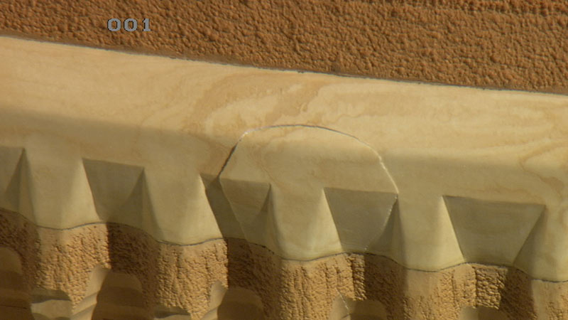 Roughly 20-inch-long crack in the space shuttle Discovery&#039;s external tank foam can be seen