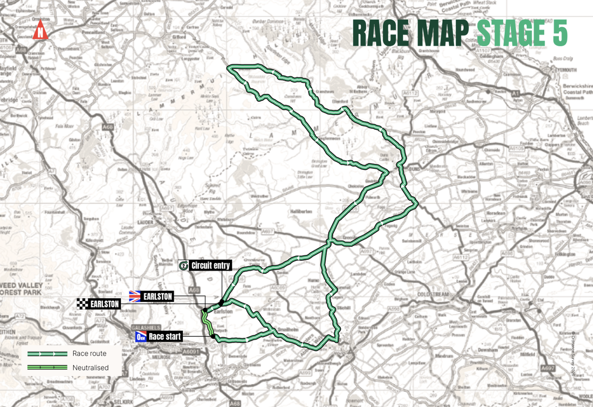 Tour of Britain Men 2026 map of stage 5