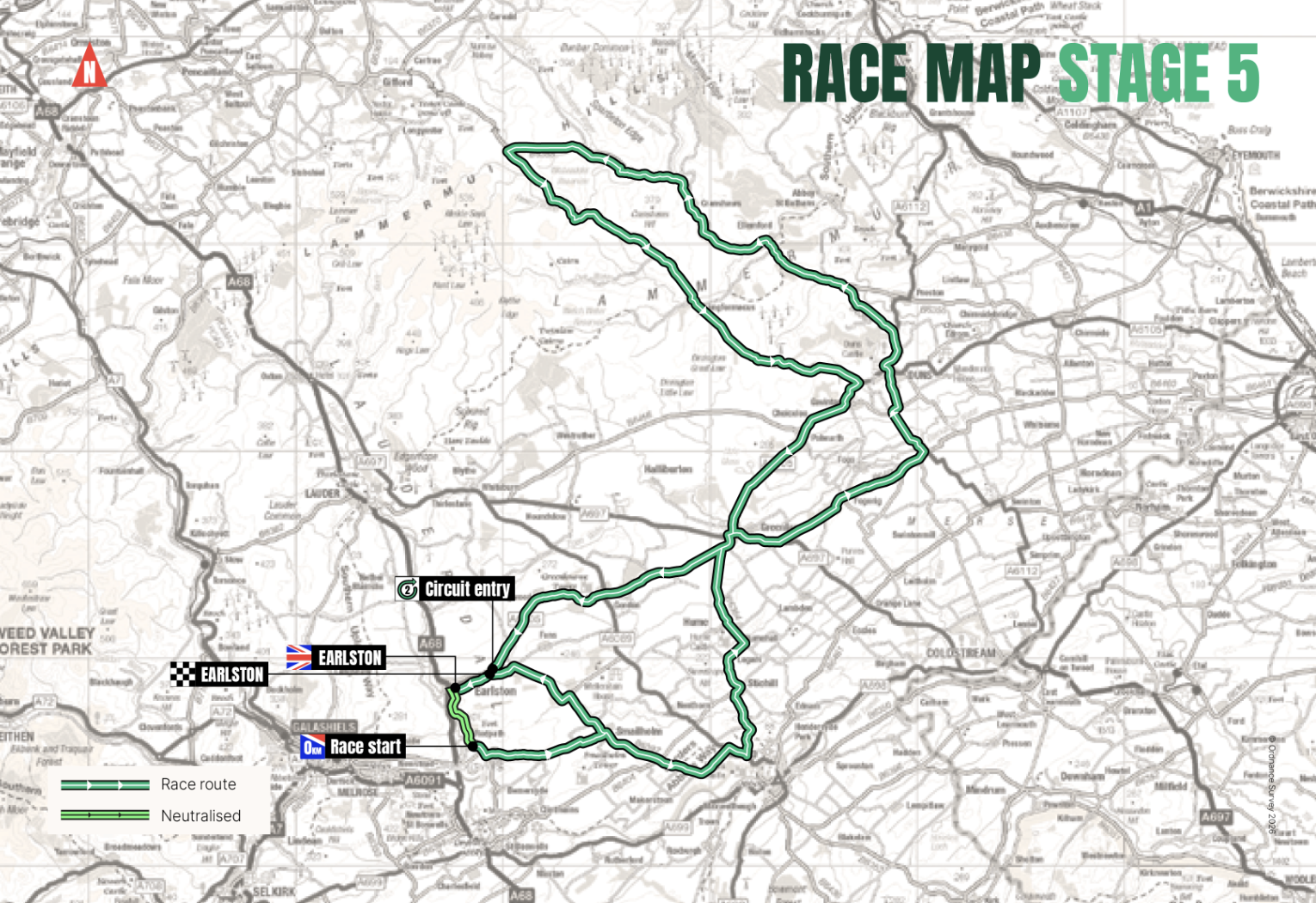 Tour of Britain Men 2026 map of stage 5