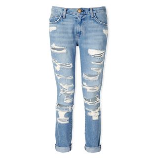 Current/Elliott The Fling Slim Fit Boyfriend Jeans - Tattered Destroy