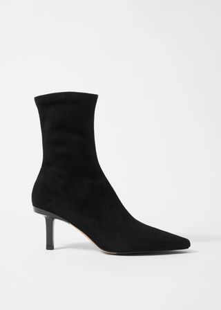 Stretch-Leather Ankle Boots