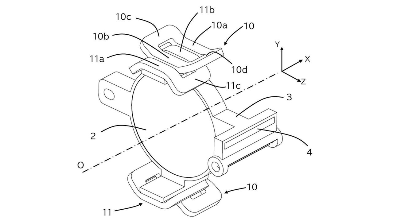 Canon&rsquo;s patent application (JP 2025-080717): Diagram of a cylindrical component with labeled parts and dimensions, viewed from above, illustrating assembly features