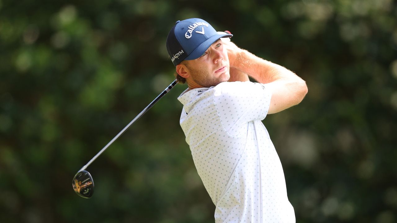 Sam Burns plays his shot during the second round of the RBC Heritage.