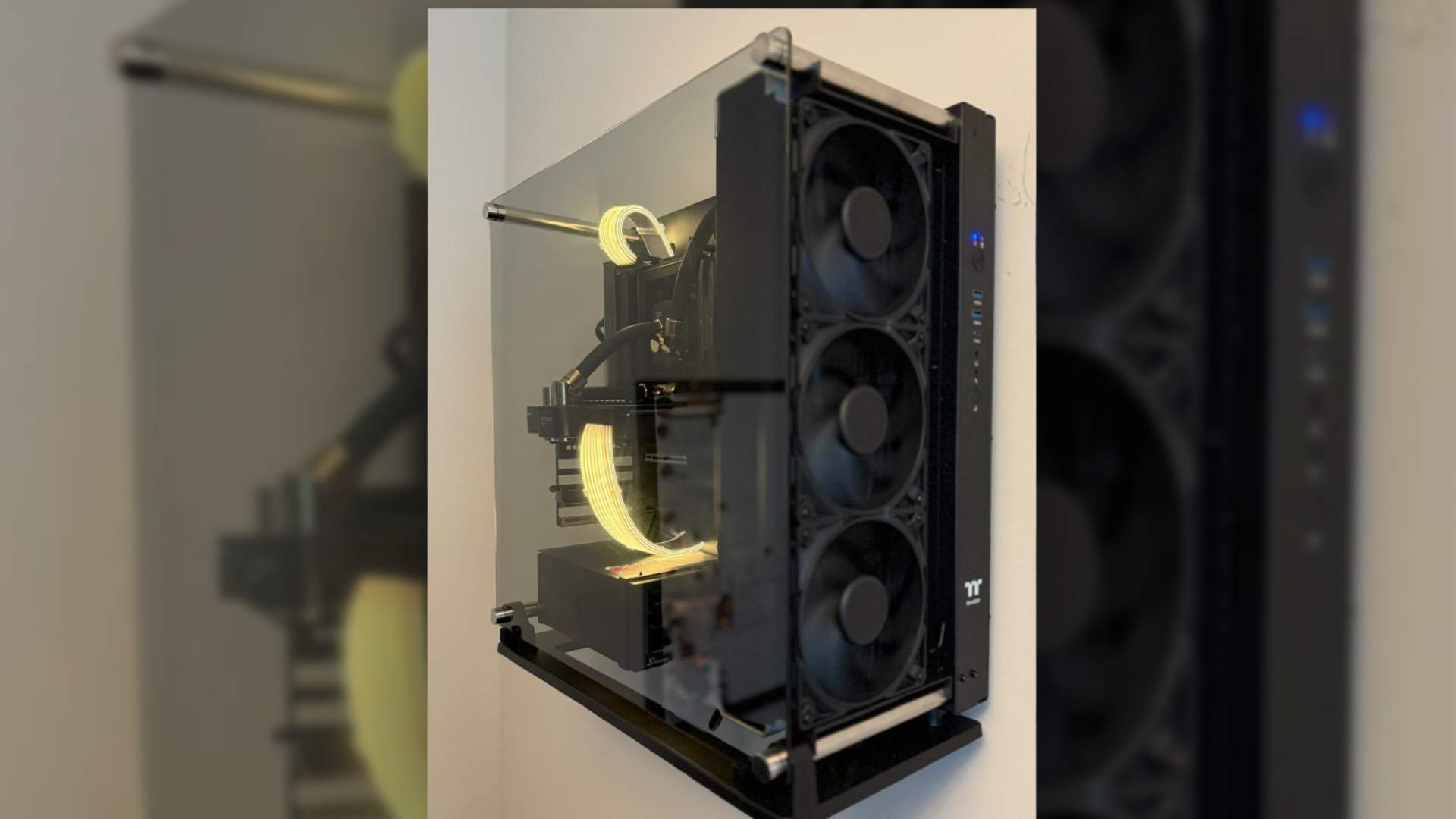 Side-view of wall-mounted PC