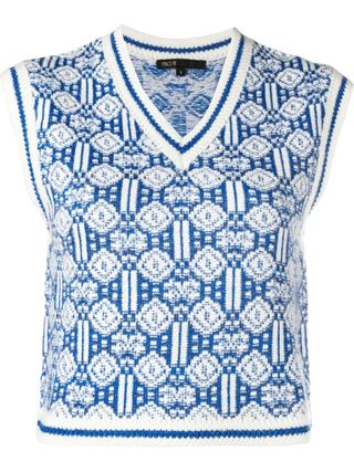 jacquard-pattern knitted vest