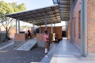 raised platform made from red brick