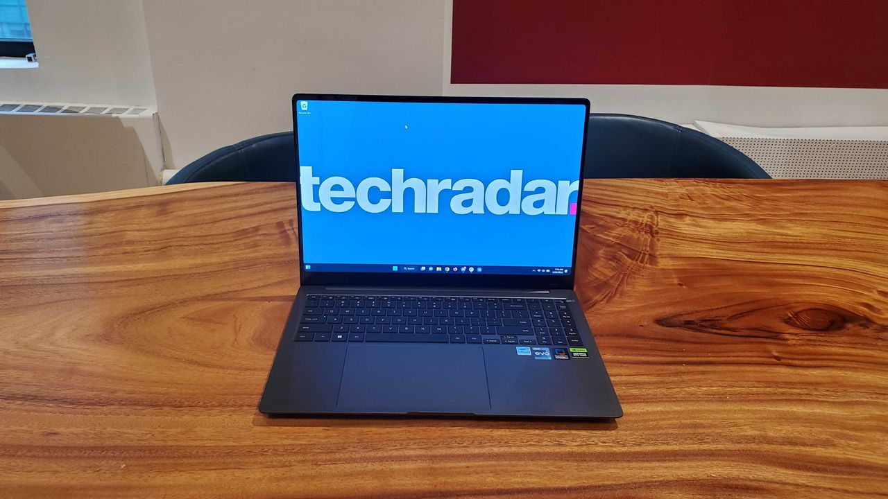 black Ultrabook open and techradar logo displayed