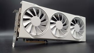 XFX Swift Radeon RX 9070 OC graphics card on a grey background with a gradient