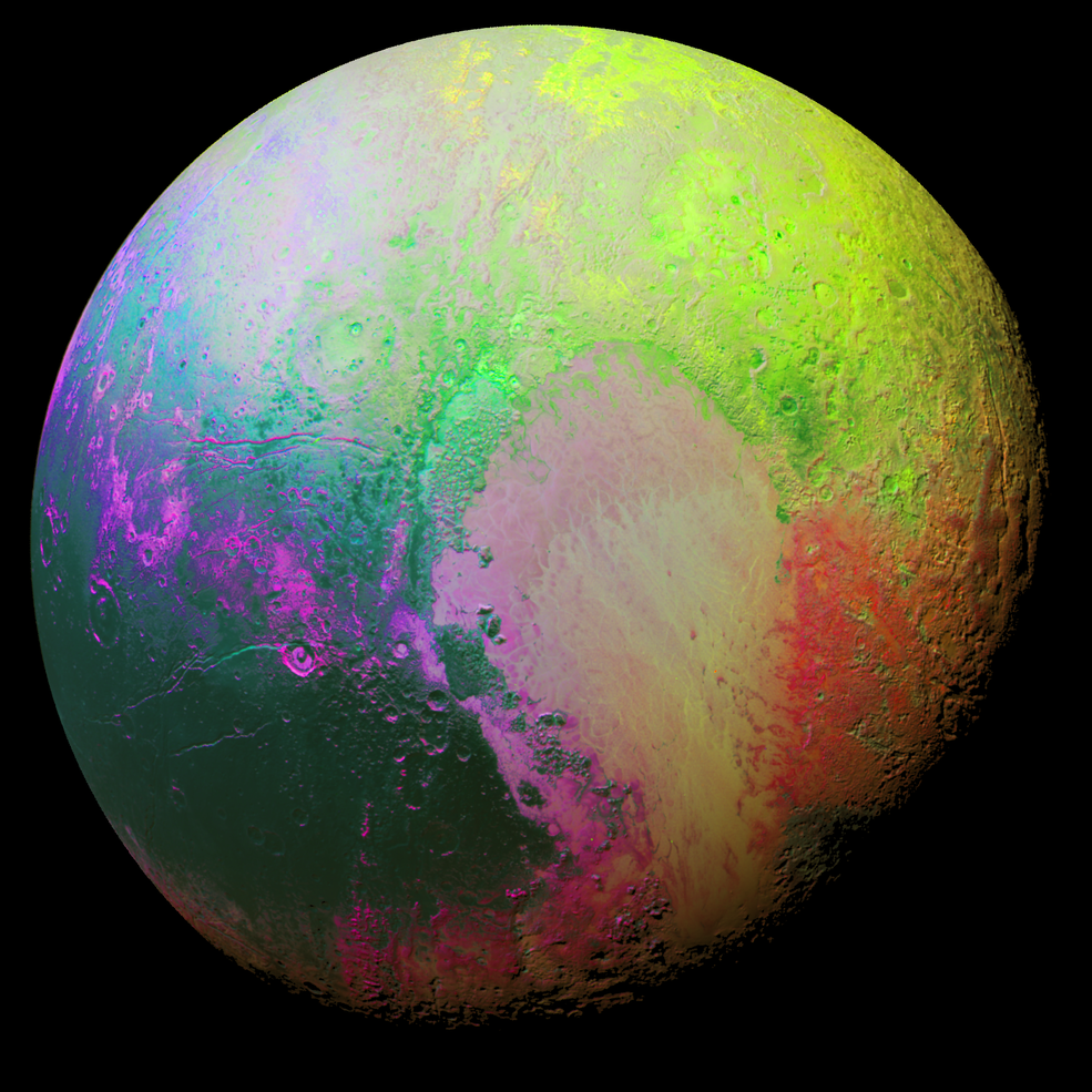 Pluto Regions Enhanced Color