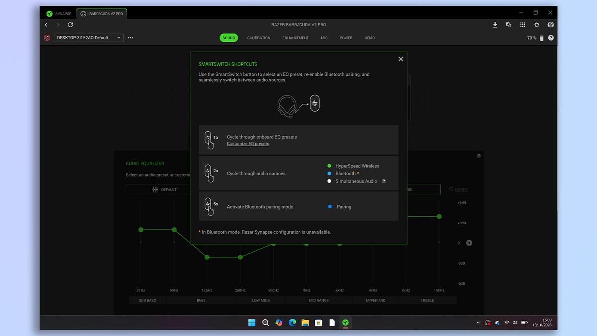 Razer Synapse and Razer Audio app screenshot