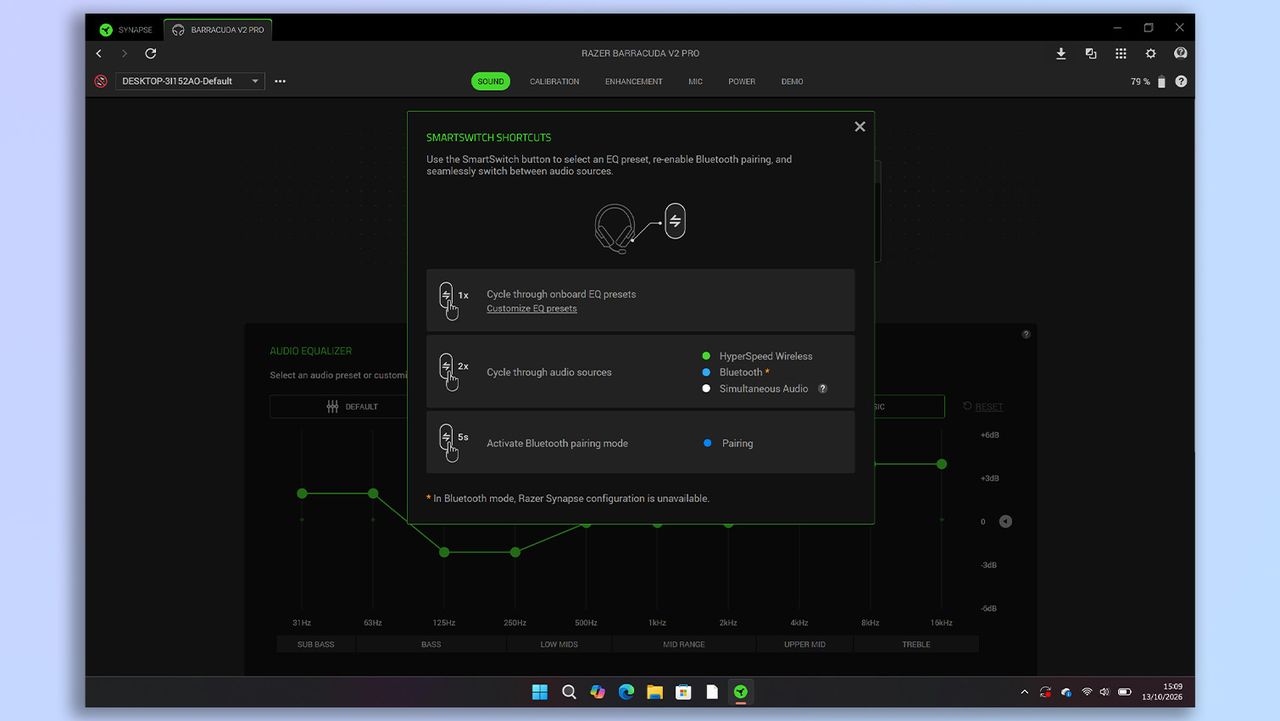 Razer Synapse and Razer Audio app screenshot