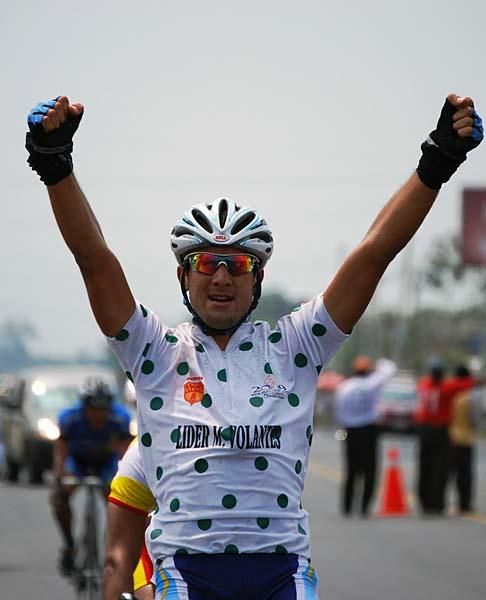 Daniel Diaz celebrates a stage win for Argentina.