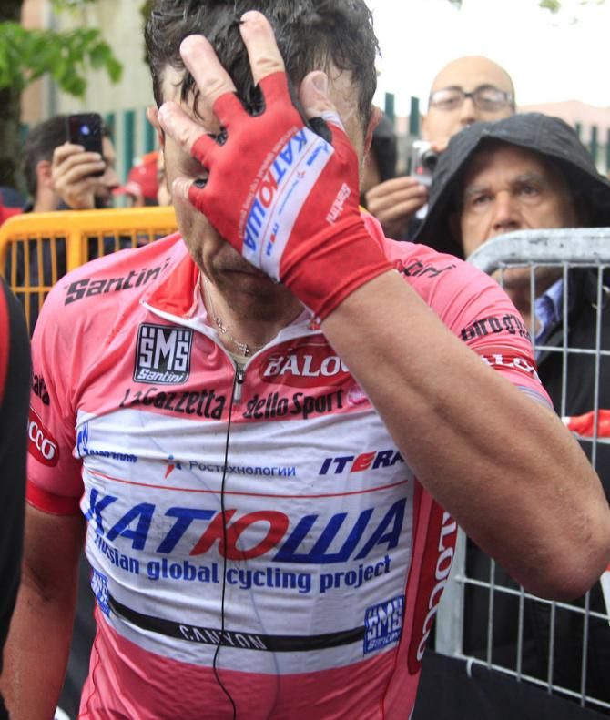 It was a tough day in the saddle for Giro leader Luca Paolini, but the 36-year-old Italian remains in the maglia rosa.