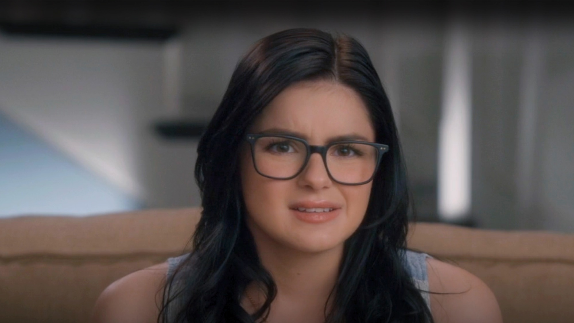 Ariel Winter looking annoyed in her talking head interview in Modern Family Season 11 Thanksgiving episode