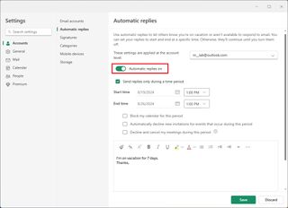 Turn on automatic replies