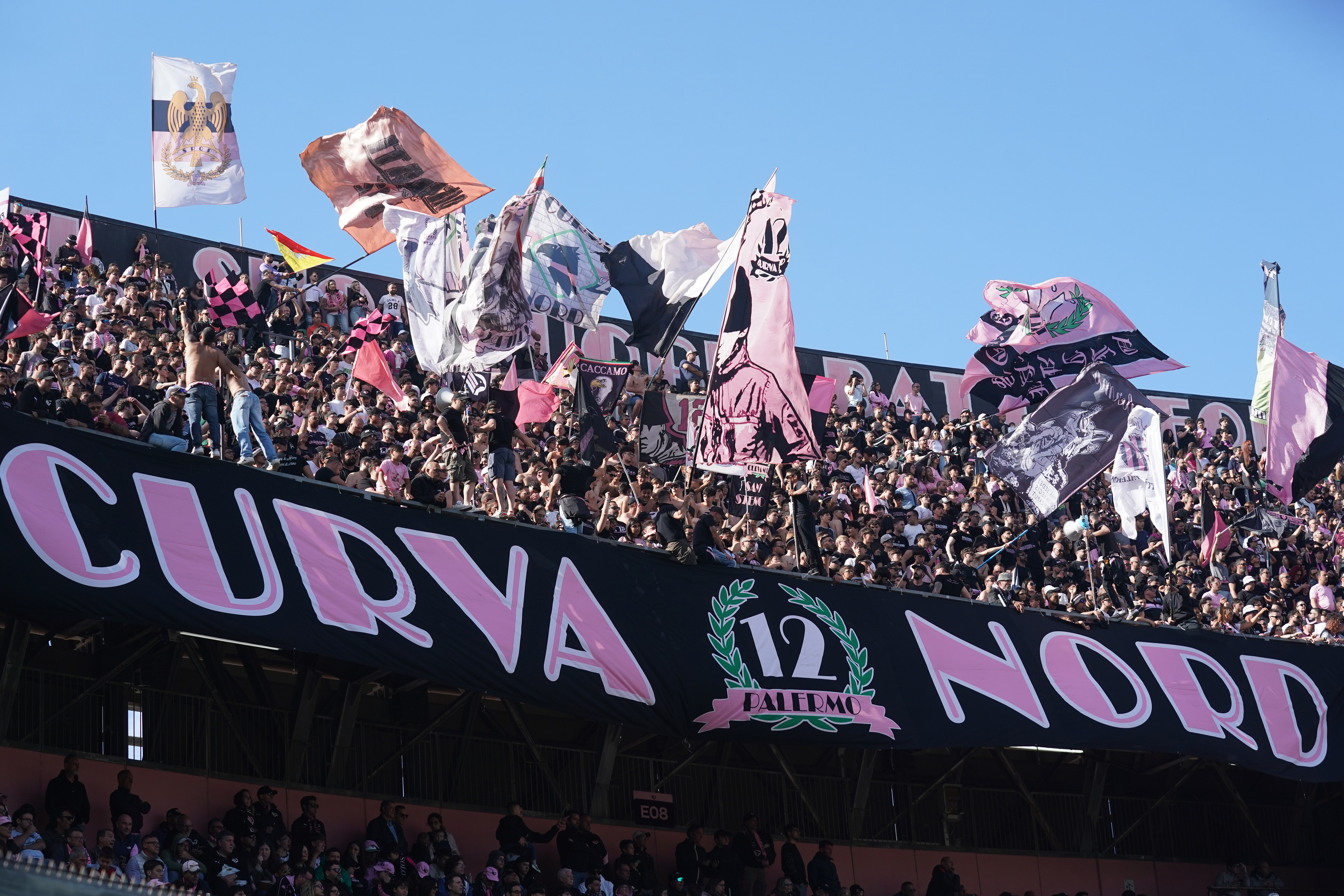 Supporters of Palermo FC during the Serie B match between Palermo FC and US Catanzaro at the Stadio ''Renzo Barbera'' in Palermo, Italy, on May 1, 2026. (Photo by Gabriele Maricchiolo/NurPhoto)