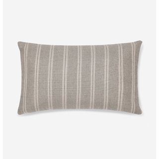 grey rectangle pillow with a wide cream stripe pattern