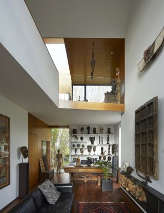 Interior of double height living space at house on the hill by alison brooks architects, RIBA House of the Year 2021