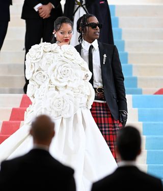 Rihanna and A$AP Rocky attend the 2023 Met Gala Celebrating "Karl Lagerfeld: A Line Of Beauty" at Metropolitan Museum of Art on May 01, 2023 in New York City.