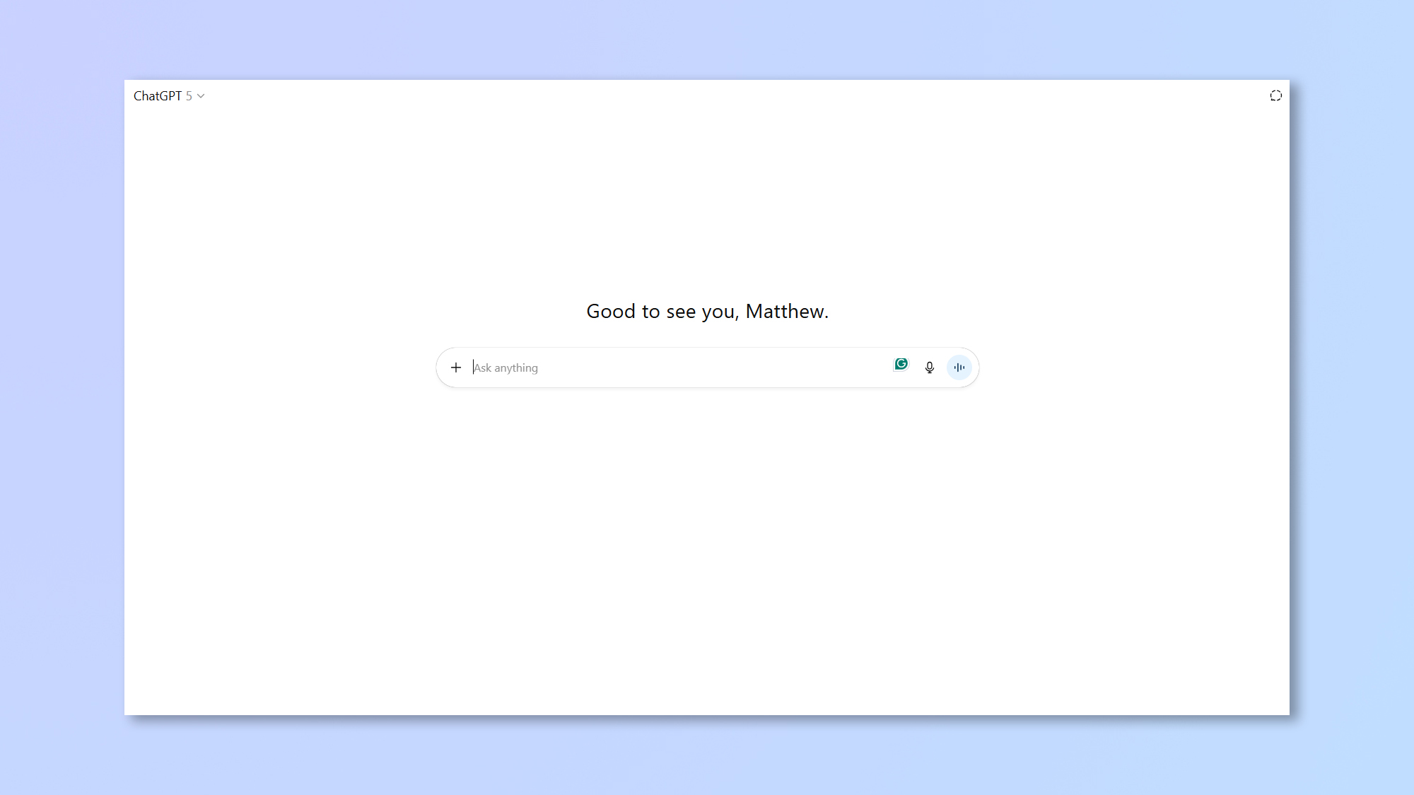 A screenshot of the ChatGPT prompt entry screen on a blue background.