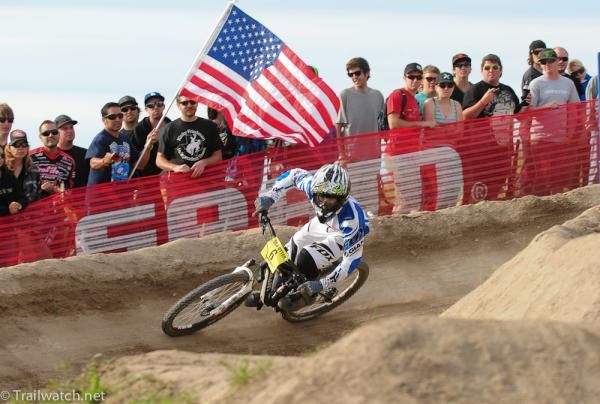 Danny Hart (Giant) rides some berms