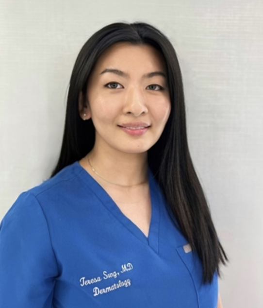 Dr. Teresa Song in blue scrubs