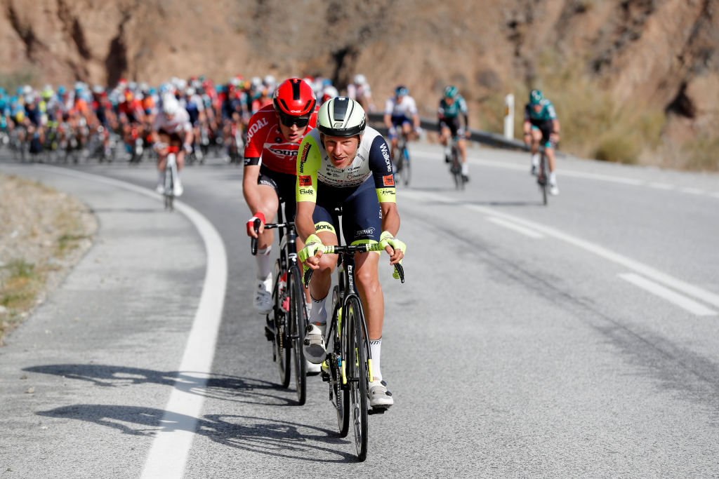 CHICLANA DE SEGURA SPAIN FEBRUARY 20 Taco Van Der Hoorn of Netherlands and Intermarch Wanty Gobert Matriaux attacks in the peloton during the 68th Vuelta A Andalucia Ruta Del Sol 2022 Stage 5 a 1644km stage from Huesa to Chiclana De Segura 870m 68RdS on February 20 2022 in Chiclana De Segura Spain Photo by Bas CzerwinskiGetty Images