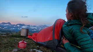 Jenny Tough camping on a mountain