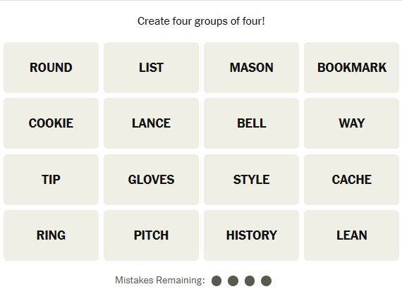 The New York Times Connections puzzle on April 14, 2026