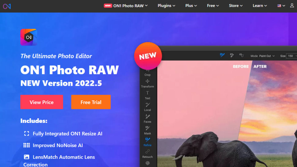 Website screenshot for ON1 Photo RAW