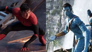 Tom Holland's Spider-Man and Sam Worthington's Jake in Avatar form