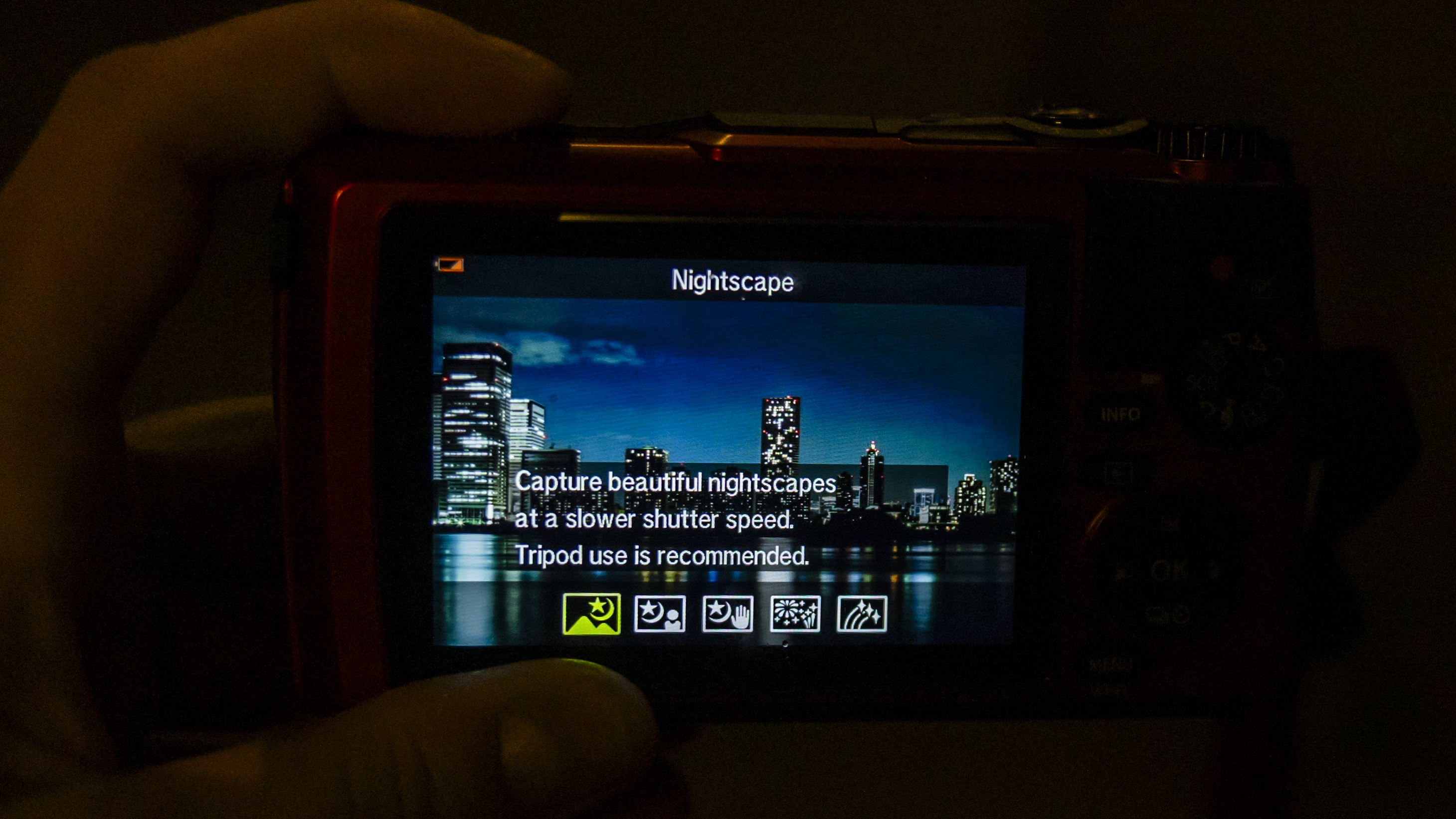 The Nightscape scene mode on the OM System Tough TG-7 camera