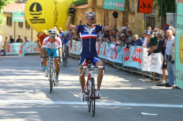 Rudy Molard (France) celebrates winning stage 2 of the Girobio