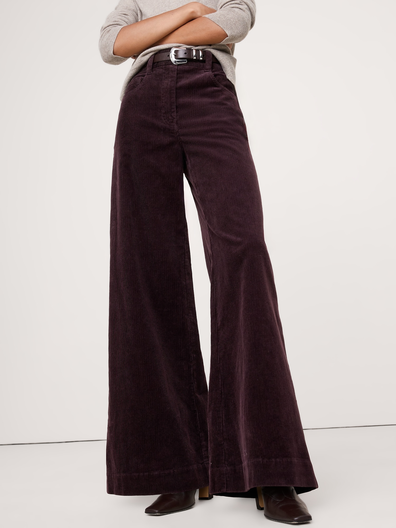 High-Rise Wide-Leg Corduroy Pull-On Pant