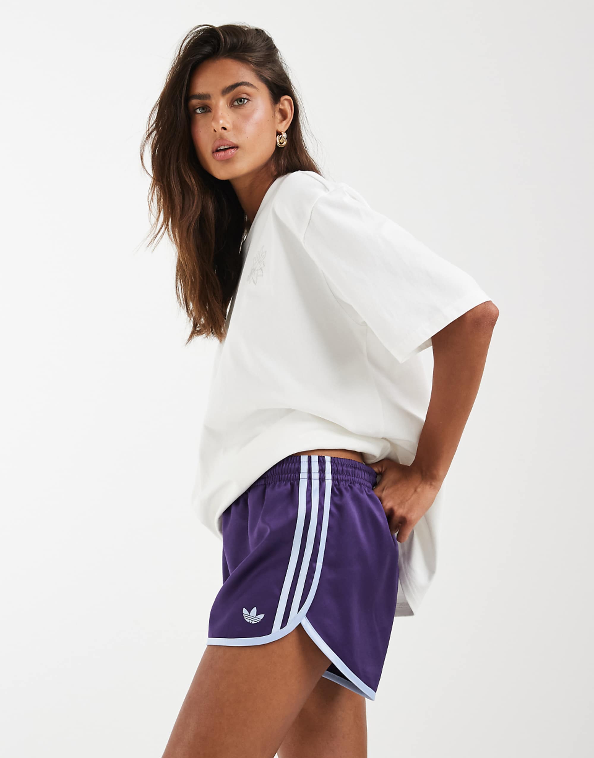 Adidas Originals Three Stripe Sprinter Shorts in Dark Blue