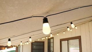 Govee Smart Outdoor String Lights hanging on hooks