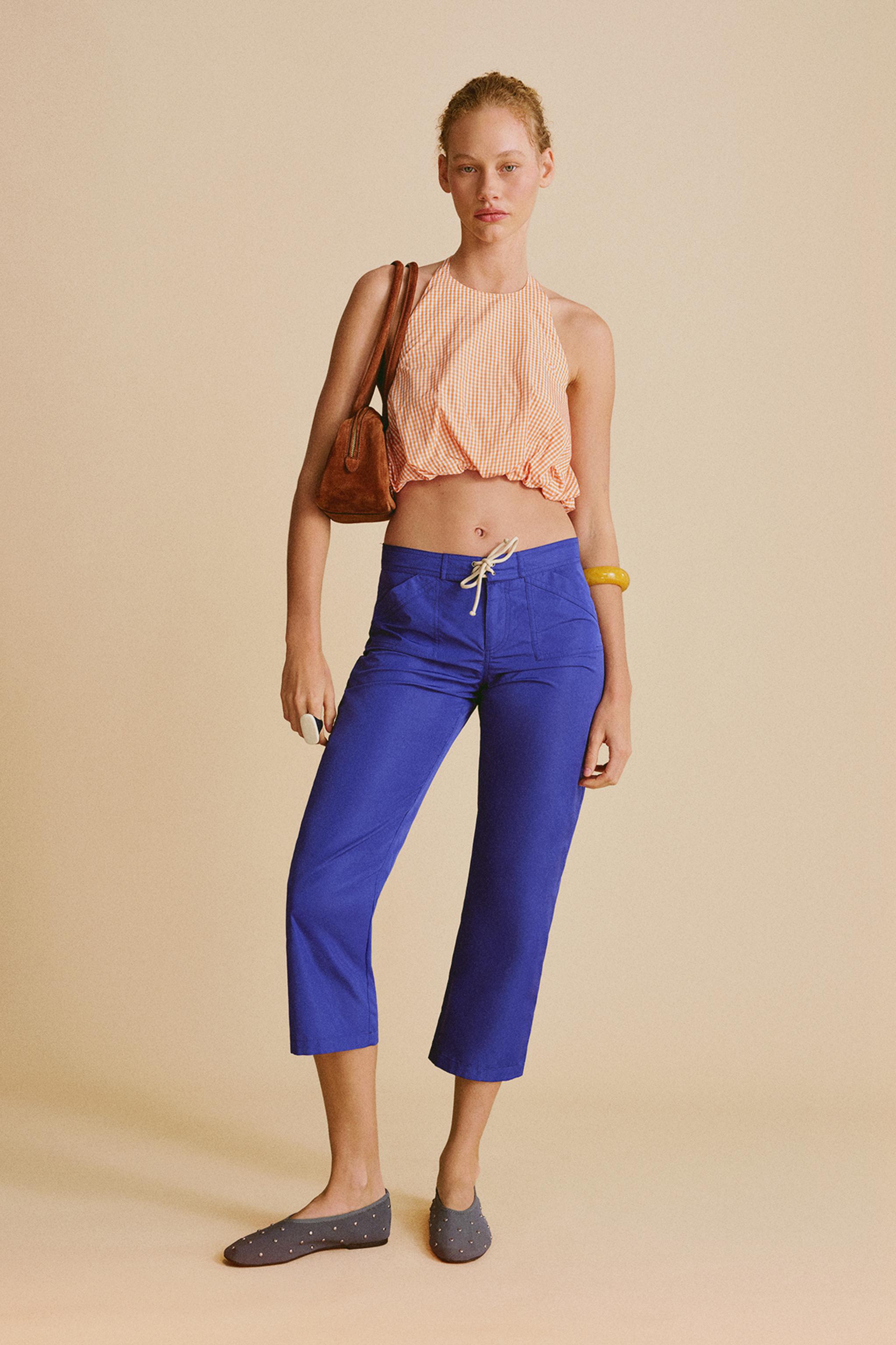 Nylon Cropped Drawstring Pants