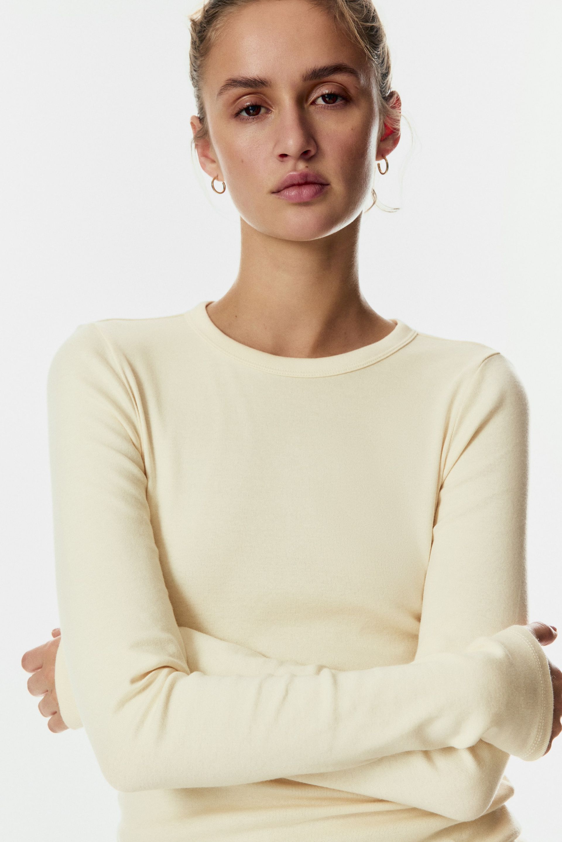 Long-Sleeved Jersey Top - Black