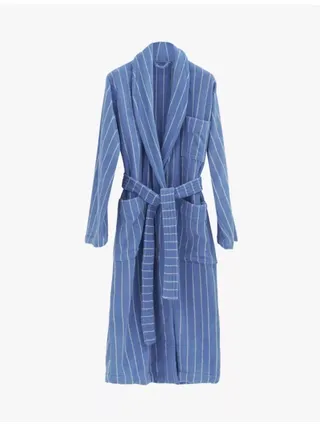 Striped Shawl-Collar Organic-Cotton Robe