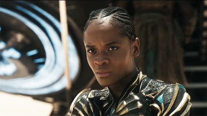 Shuri/Black Panther standing in front of a Wakandan ship in Avengers: Doomsday