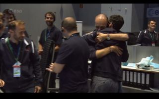 Rosetta's Control Room Erupts in Cheer and hugs