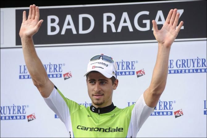 Stage 8 winner Peter Sagan (Cannondale) on the podium in Bad Ragaz