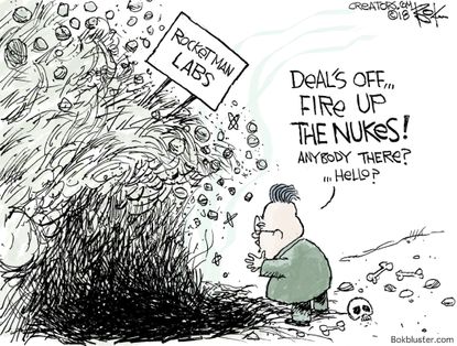 Political cartoon World Kim Jong Un North Korea nuclear summit cancellation Trump