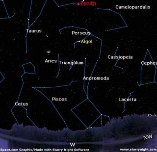 Map of Perseus in the winter night sky. 