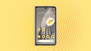 Google Fold in Porcelain on yellow background 