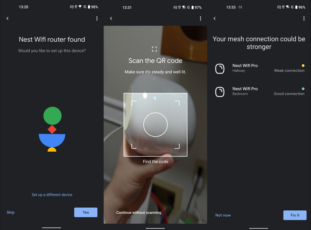 Nest Wifi Pro review screenshots from Google Home app