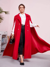 SHEIN Plus Cloak Sleeve Double Breasted Lapel Neck Overcoat ($41.49)