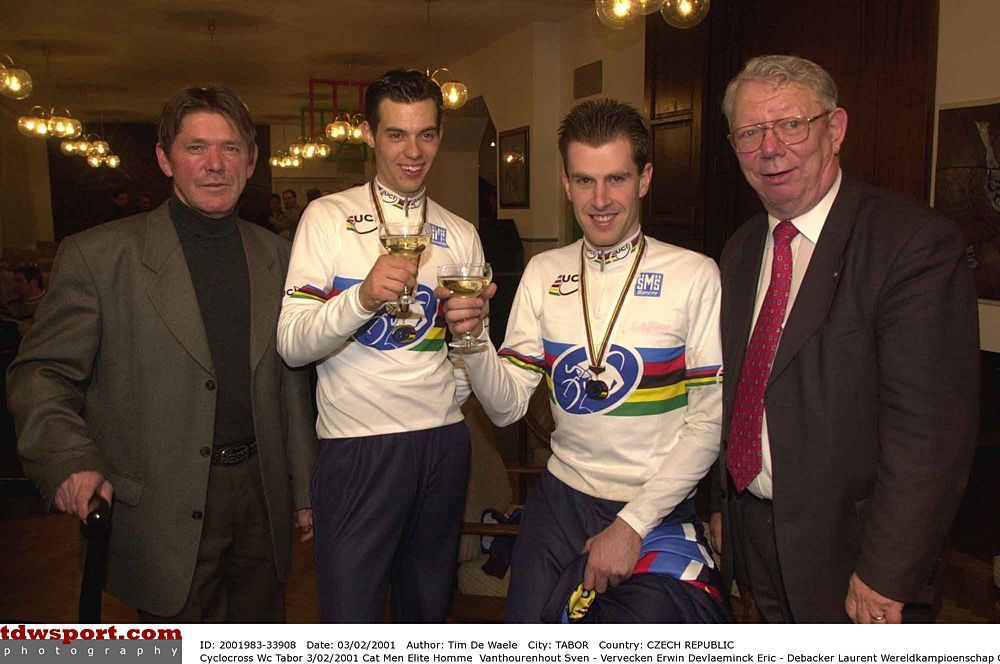 Erik De Vlaeminck with Erwin Vervecken and Sven Vanthourenhout (2001)