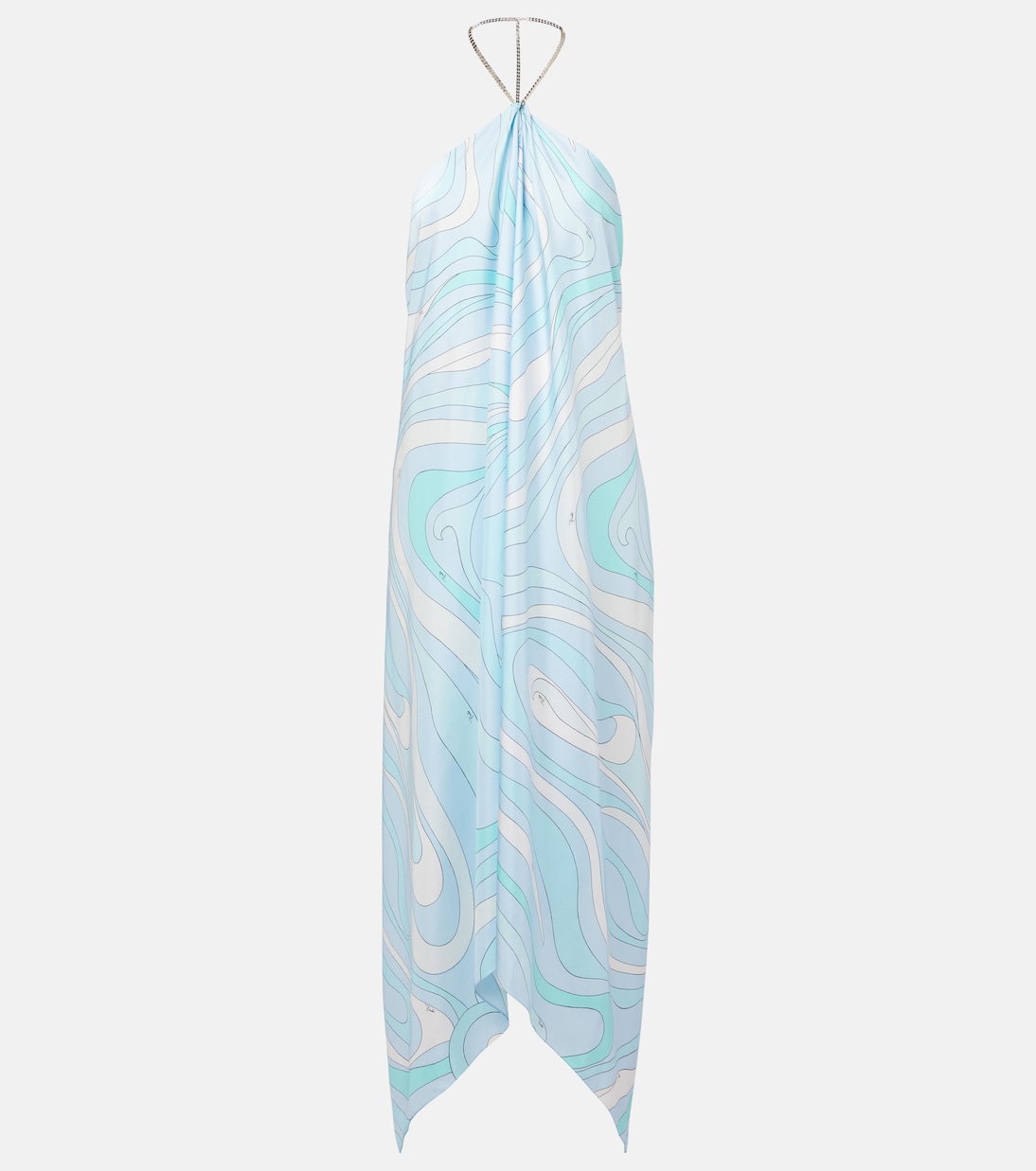 Marmo Asymmetric Silk Twill Midi Dress